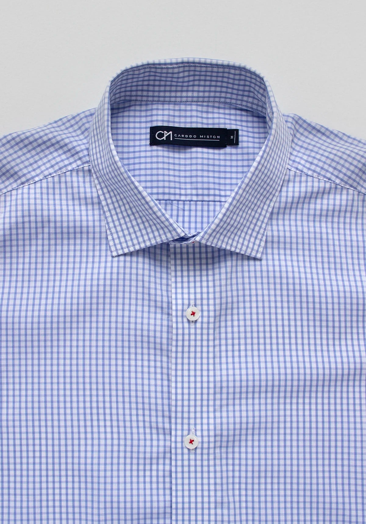 Camisa Popelín Cuadro Ventana Algodón Azul Claro